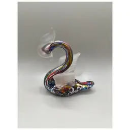 #03 - Vintage Murano Fratelli Toso  Winged and Crested Swan Paperweight/Figurine ~ Millefiori ~ Measures 4 inches tall