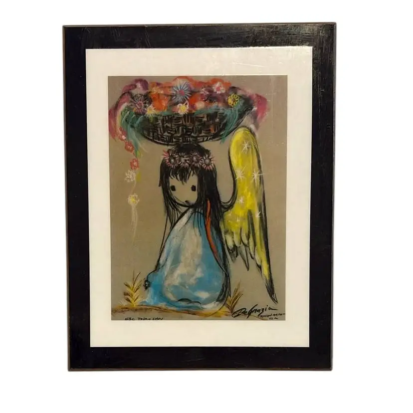 Vintage Ted DeGrazia Wall Plaque “Littlest Angel” Black Multi