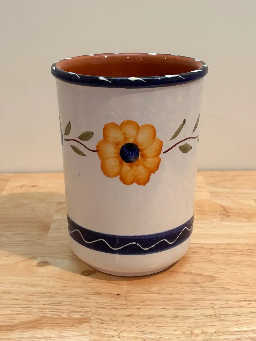 Furio Italian Redware Pottery Kitchen Utensil Crock La Spezia Pattern