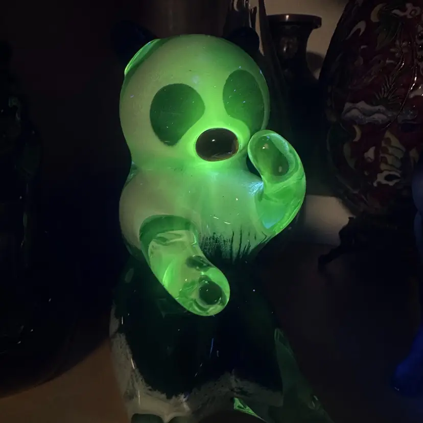 Glowy*FM Marcolin Art Glass Crystal Panda Bear Sweden Signed & Labeled 5.5”