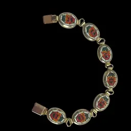Vintage Roses Mosaic Link Bracelet Italy 8 in