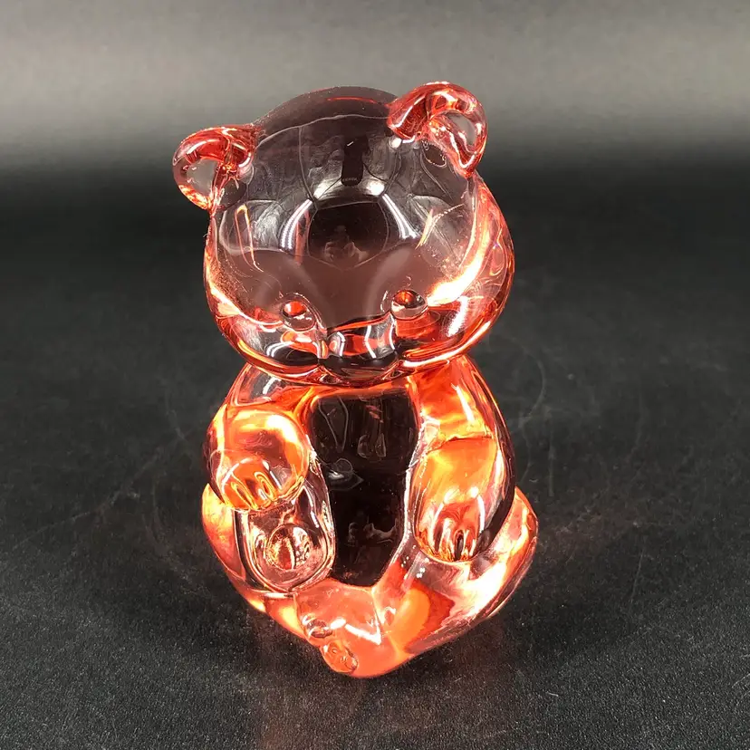Vintage Fenton Dusty Rose Pink Glass Sitting Bear Figurine