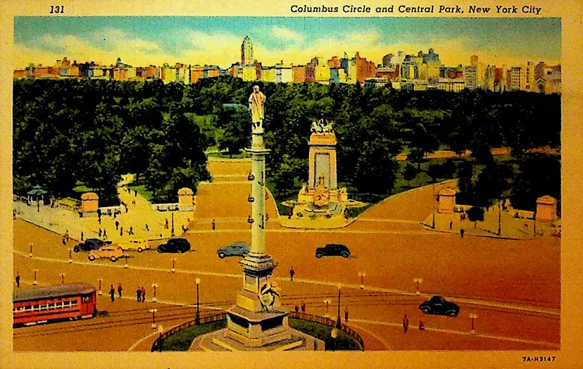 Columbus Circle and Central Park New York City Postcard