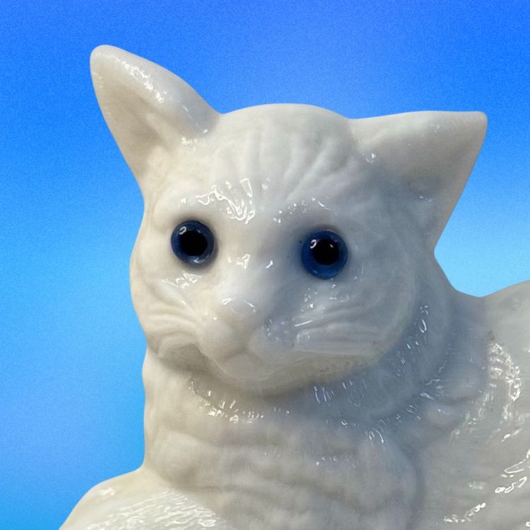 Westmoreland Cat In Basket Milk Glass Blue Eyed Cat Covered Dish Butter Candy Lace Edge Label READ