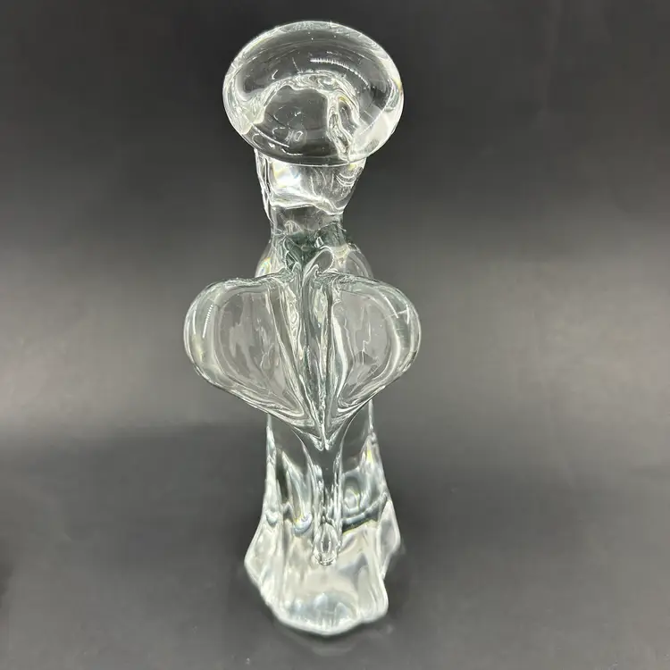 Vintage Clear Art Glass Praying Angel Signed By F.M. Ronneby of Sweden 7.5” Has Some Surface Scratches On The Bottom.