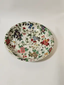 Vtg 1971 Daher Tin Box Co Floral Metal Tin Bowl England 10” Vibrant Colorful