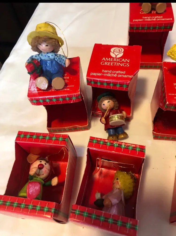 11-1983 American Greeting Papier Mache Christmas Ornaments