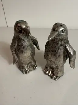 Vintage Metal Penguin Salt And Pepper Shakers.