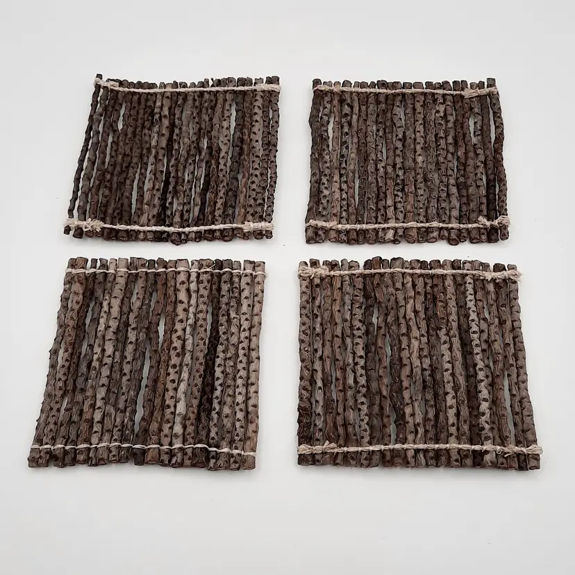 Natural Twig Branch Rustic Coasters Set of 4