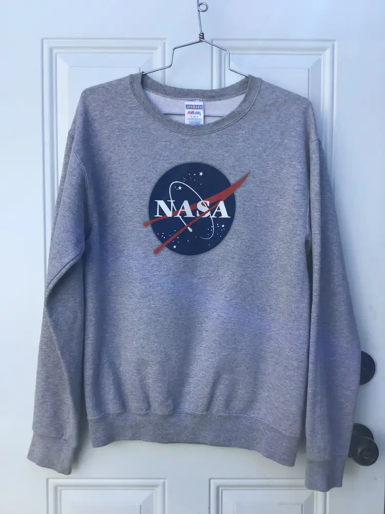 Vintage NASA, Logo, Men’s Pullover Sweatshirt, Long-Sleeve, Gray, Crew Neck