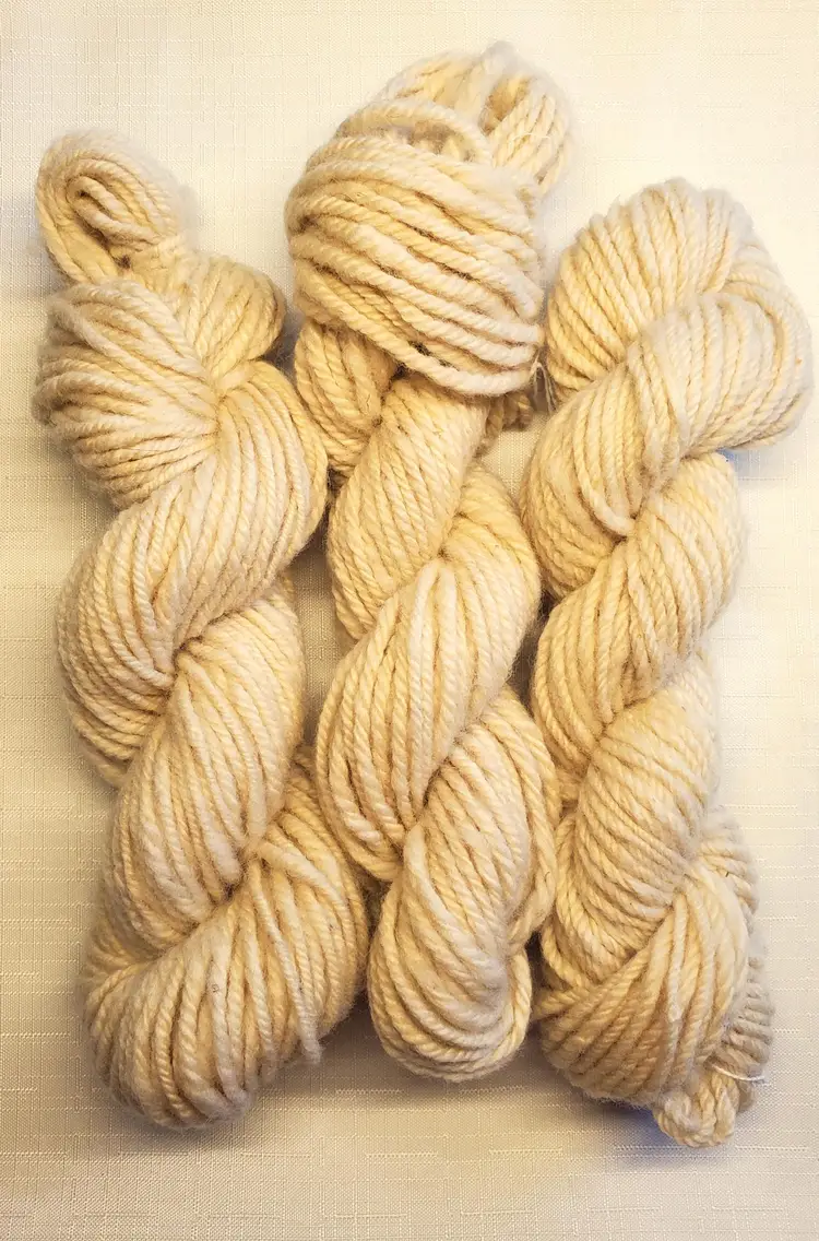 Jacob Sheep wool yarn - Natural Creamy White - 2 ply- from raw fleece to handspun yarn by me