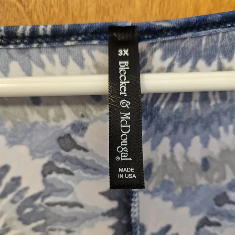 Bleeker & MacDougal Blue Black Swirls Top, 3X, USA