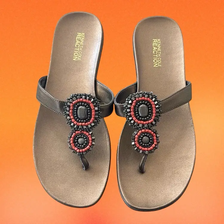 Kenneth Cole Reaction Beaded Bohemian Sandals Size 9