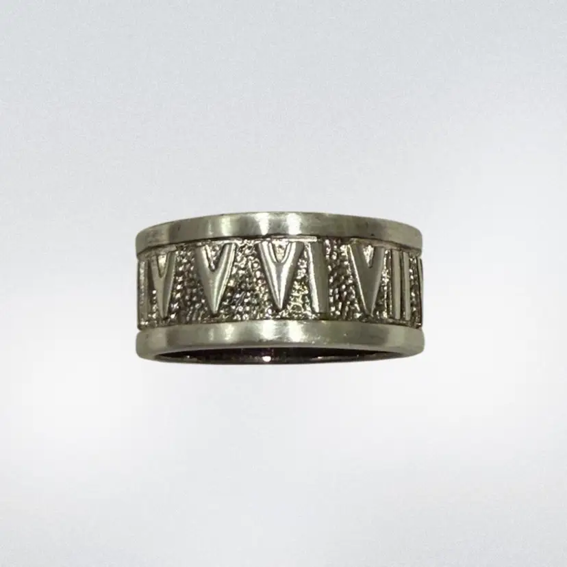 Vintage Sterling Silver Italy Milor Signed Roman Numeral Ring Size 7, 7.7g