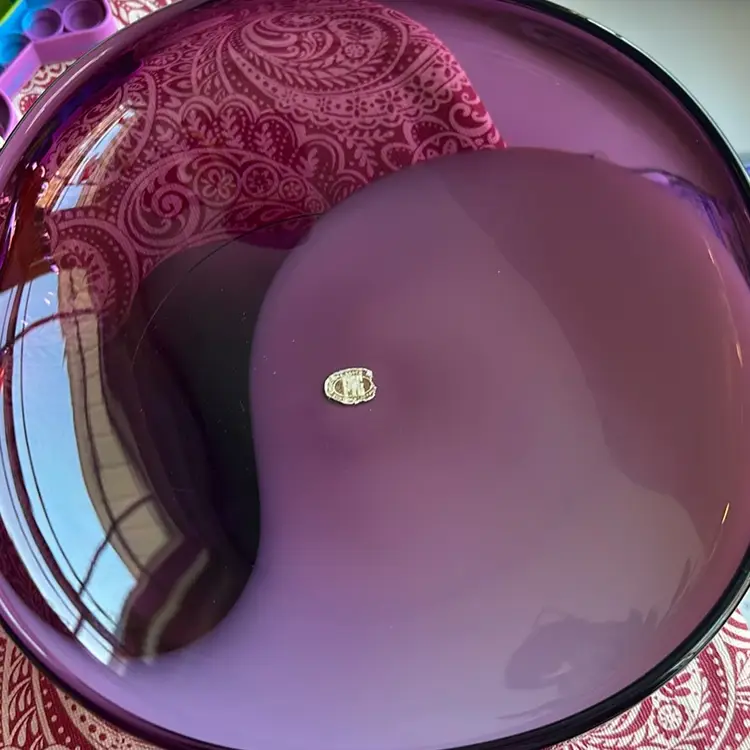 #1618 Fukushima Glass Japan Does Be Layered Purple Play No Glass Shallow Bowl Hand Made