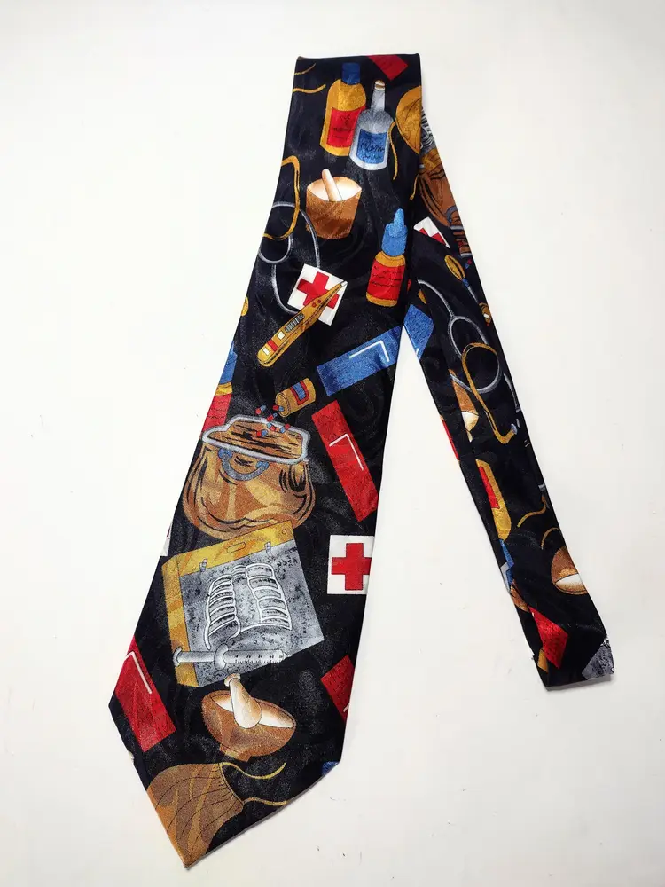 Steven Harris Medical Supplies Satin Tie Vintage Textured Swirl Design Doctor