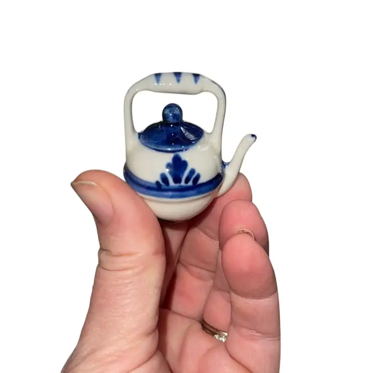 Vintage Small Blue And White Ceramic Teapot Made In Korea