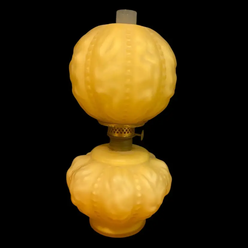 Fenton Miniature Beaded Drape Pattern Oil Lamp 10 X 5 Inches P & A MFS Co. Wick Assembly