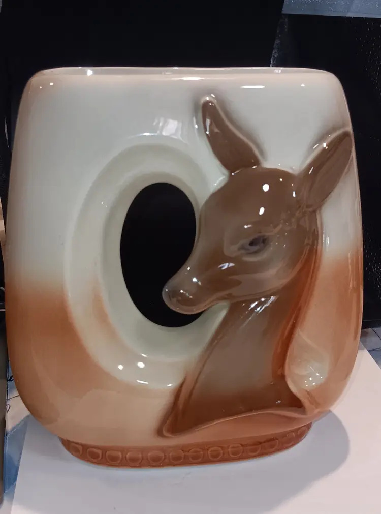 Royal Copley 1940's Deer 2 Sided Vase