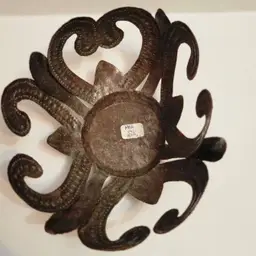 Josnel Bruno Haitian Folk Art Brutalist Hand Hammered Upcycled Steel Drum Bowl Candleholder Vintage Metalwork