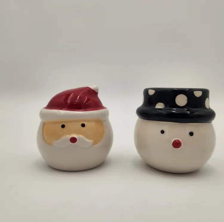 New In Box Cute Christmas Is Forever 3-D Santa & Snowman Salt & Pepper Shakers