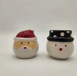 New In Box Cute Christmas Is Forever 3-D Santa & Snowman Salt & Pepper Shakers