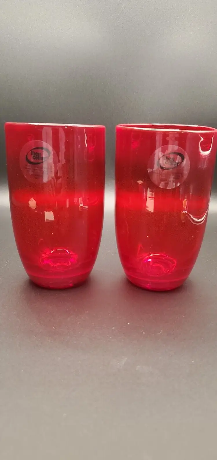 The Cellar Ruby Red Glowing Pontil & Rim Drinking Handblown Glass 5-1/2"
