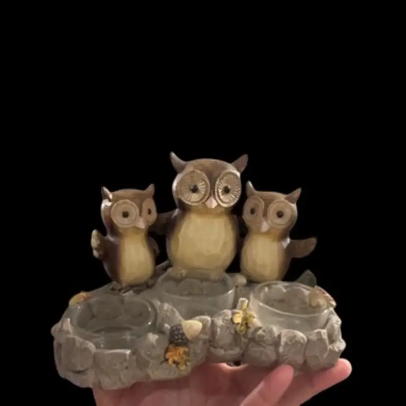 2012 Yankee Candle Trio If Owl Tealight Holder 7”🦉