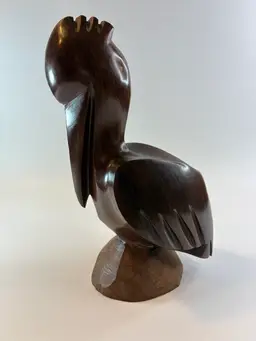 Vintage Hand Carved Iron Wood Pelican 8”