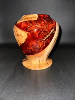 Maple Burl & Pine Cones with Red Epoxy - #2545