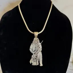 Geronimo Sterling Silver Native American Pendant on Italian Snake Chain