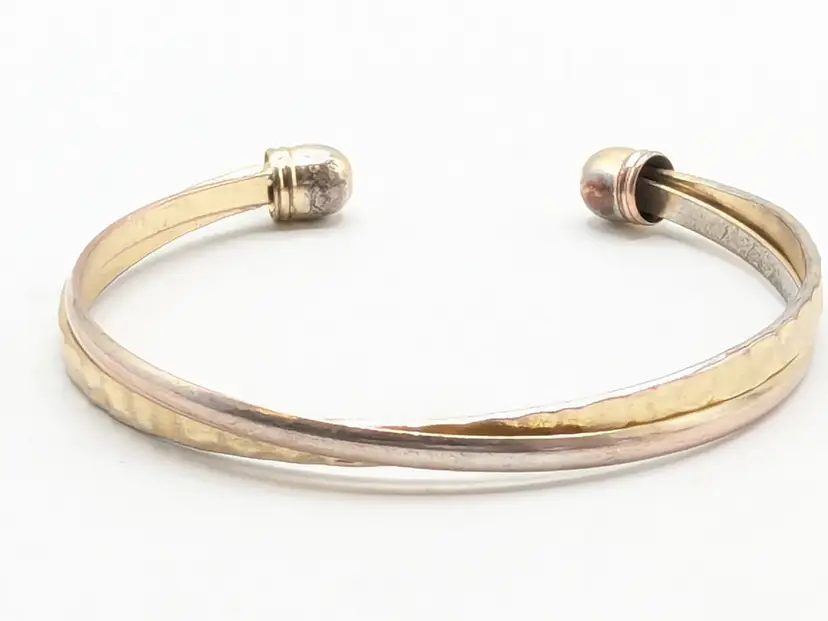 Gold Tone Dual Cross Over Cuff Bracelet