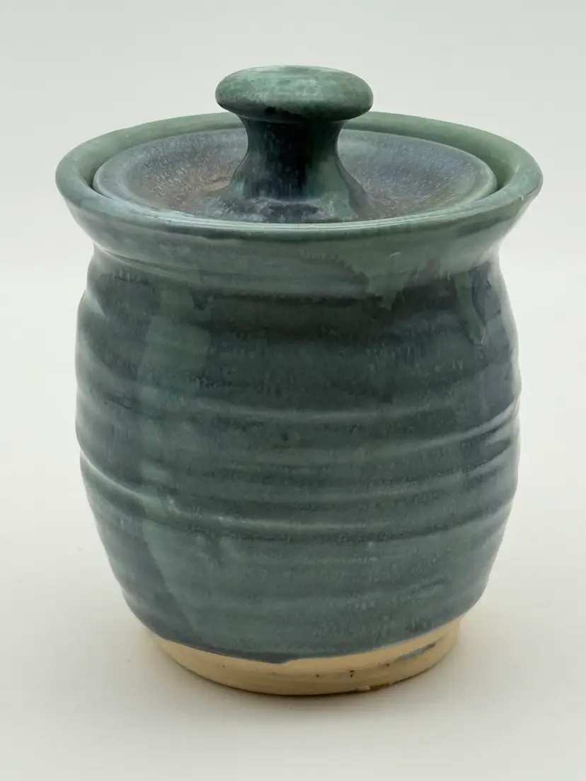 Studio Pottery Blue Glazed Lidded Canister