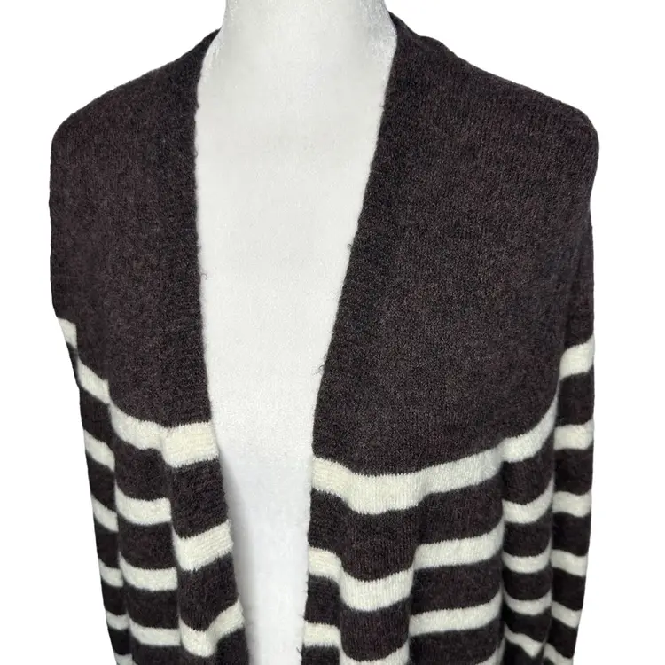Madewell Alpaca Wool Blend Striped Brown Cardigan Small