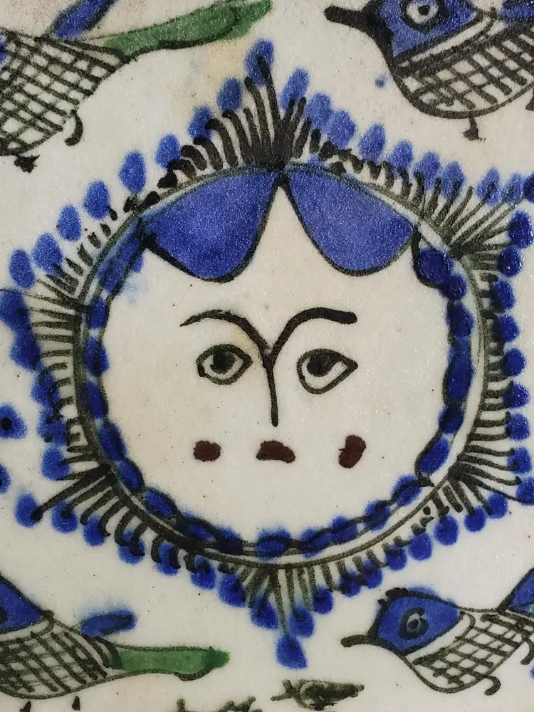 Ceramic Tile Art, Vintage Hand Painted Tile, Persian Tile Replica, Mid Century Modern Decor, Maximalist Decor