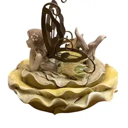 Daydreaming Fairy On A Rose Trinket Box 4 1/2” X 5” X 4”