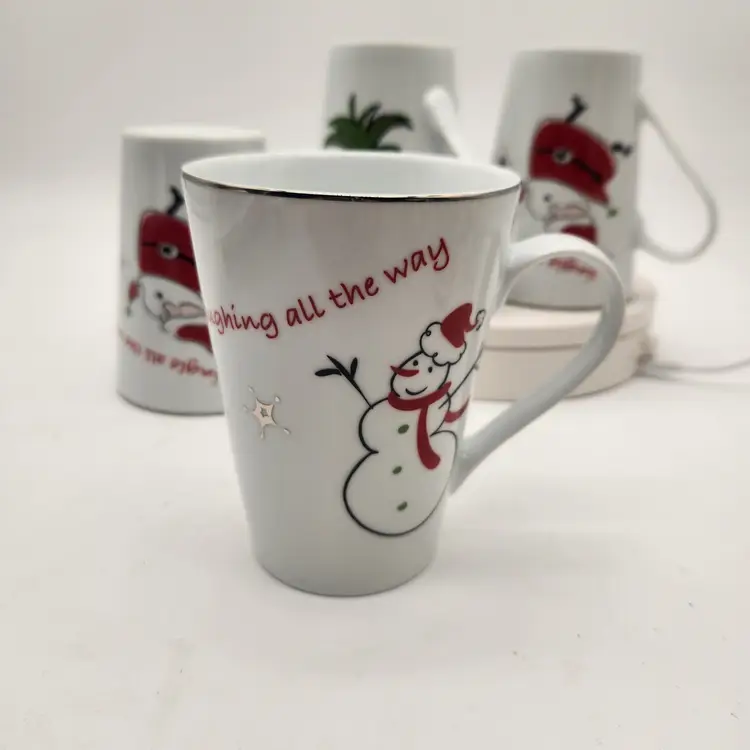 North Pole Trading Co. Christmas Santa Tree Mugs Set of 4 Dishwasher Safe