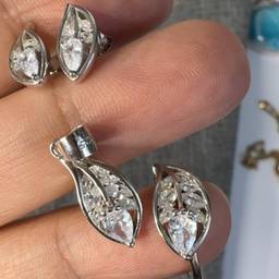 Sterling 925 Earrings Pendant And Ring Set