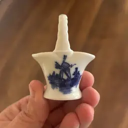 Vintage Delft Blue Miniature Basket Trinket