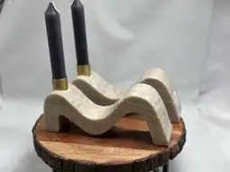 Stone & Brass Candle Holders / Bookends Wave Art Decorative Made in India