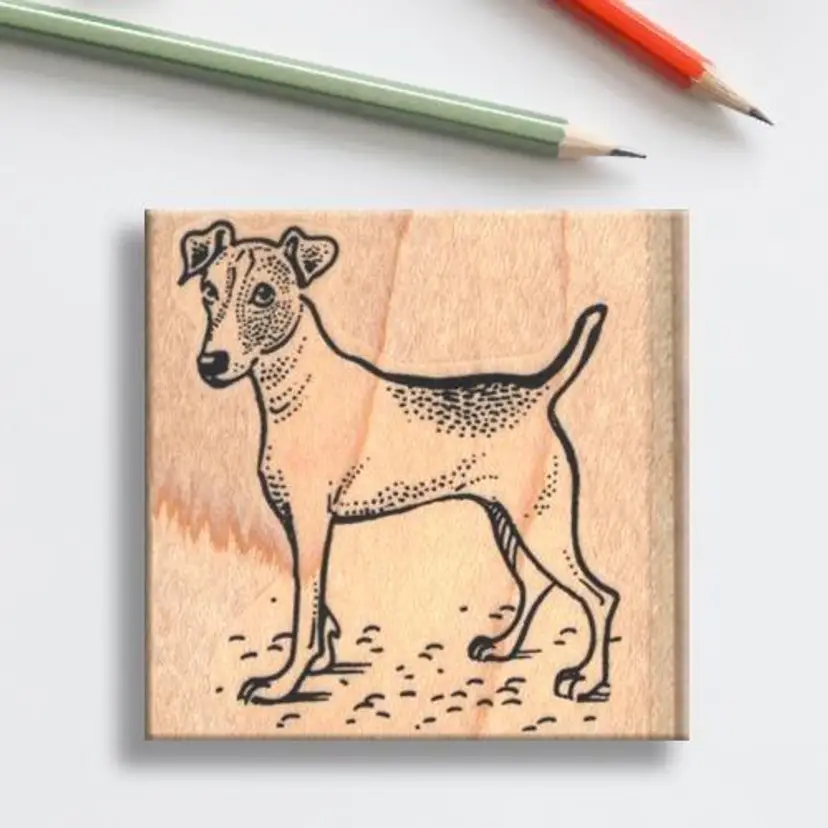 Jack Russell Terrier Standing Dog Rubber Stamp