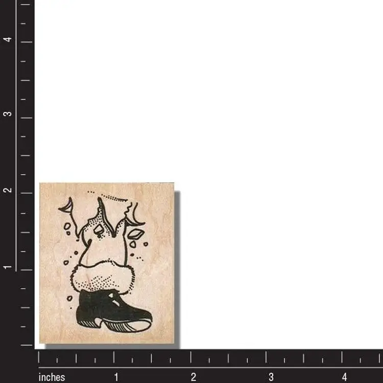 Santa Foot Thru Ceiling Christmas Rubber Stamp