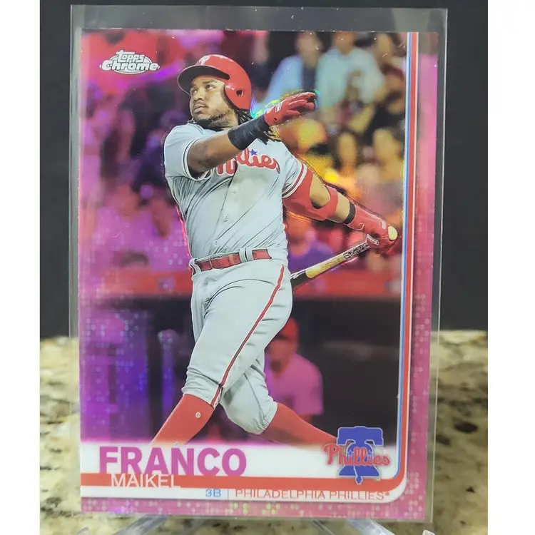 2019 Topps Chrome #7 Maikel Franco Pink Refractor - Philadelphia Phillies