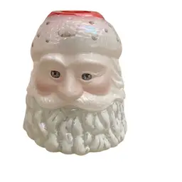 Fenton White Opalescent Iridescent 2-piece Santa Claus Fairy Lamp 4 1/2” X 4”