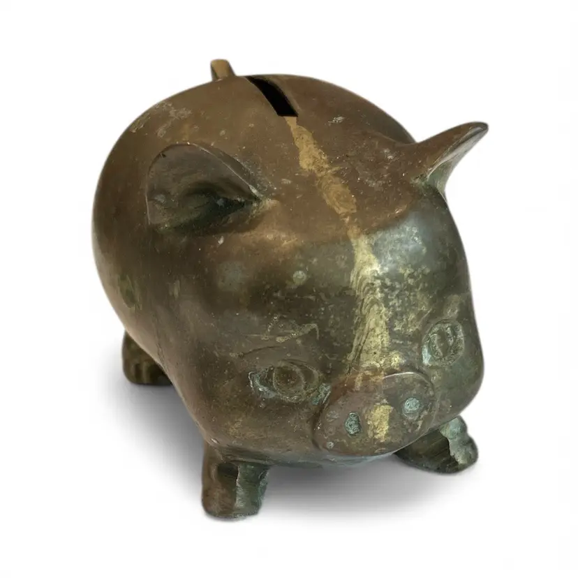 Antique Brass Pig Piggy Bank