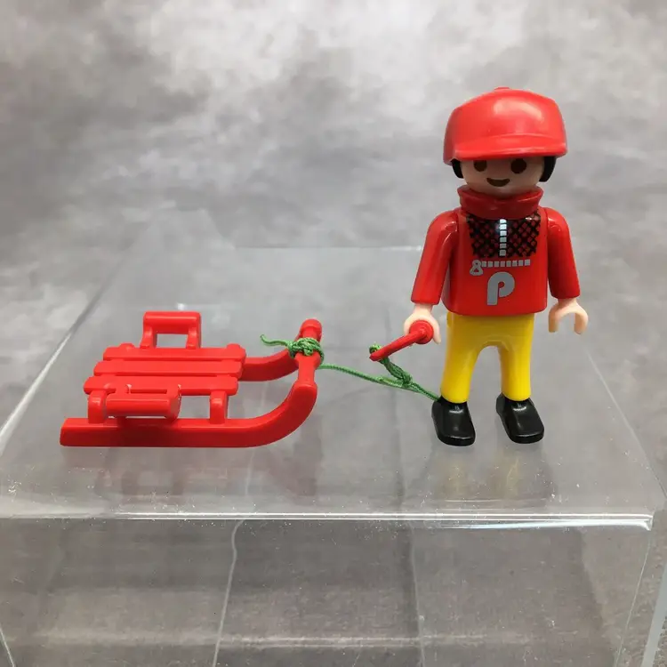 Playmobil Little Boy w/ Red Sled -Read Description