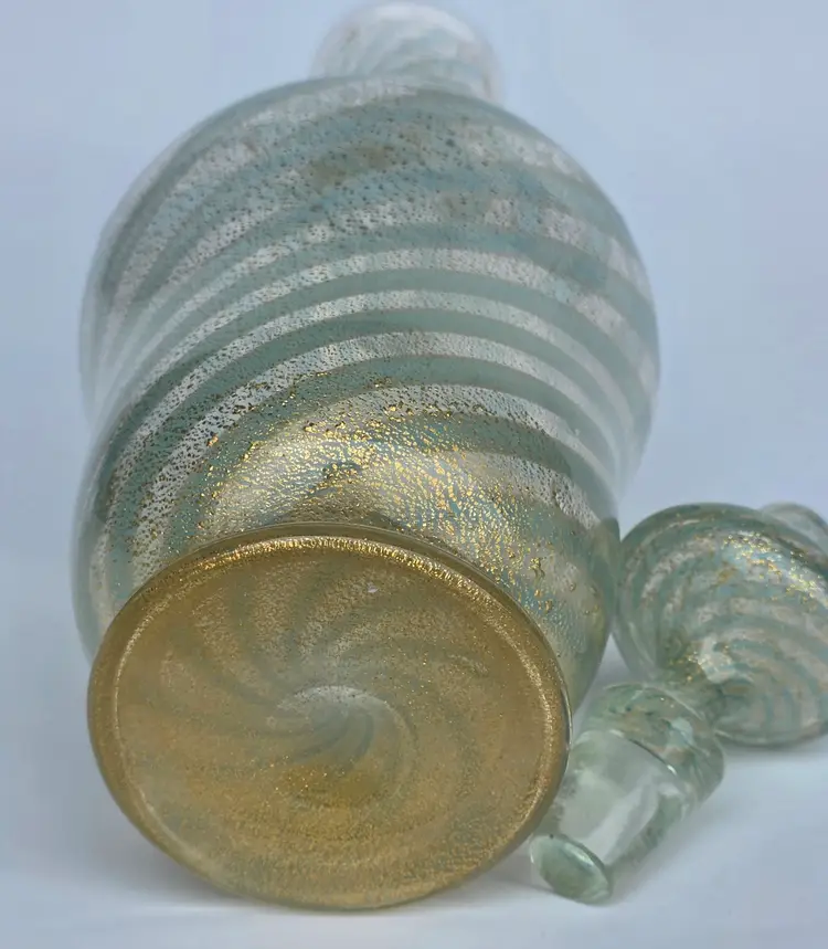 Vintage Swirled Glass Decanter with Stopper
