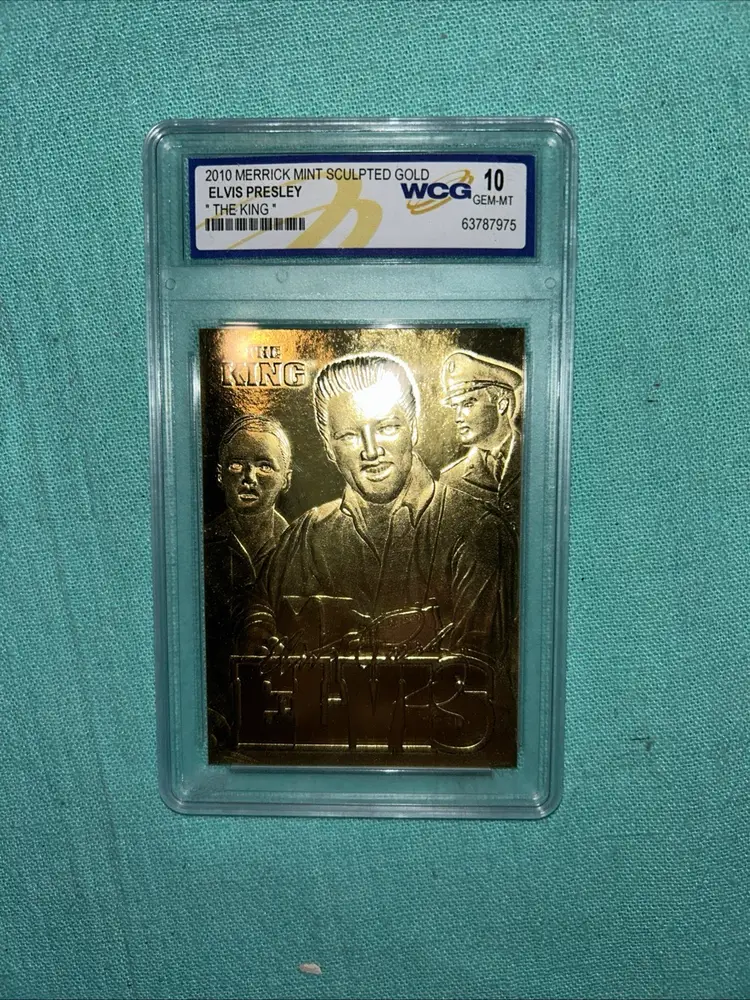 Elvis presley 2010 Merrick Mint Sculpted Gold Card "The King" WCG Graded 10 GEM
