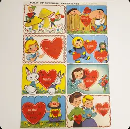 Vintage 1960s Uncut Valentine Sheet 8 Cards