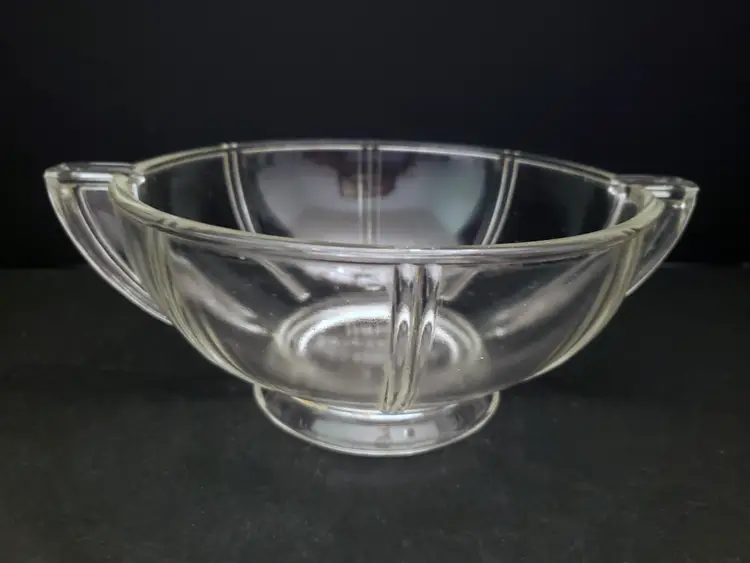 GlasBake Queen Anne Bowl Clear Glass 1930s Art Deco Heat Resistant Retro Vintage